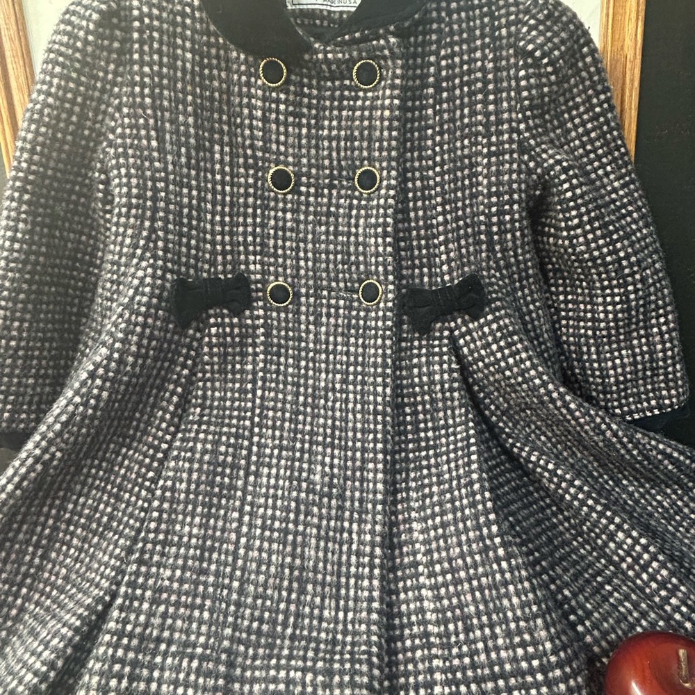 Rothschild Black & White Houndstooth Double-Breasted Peacoat
